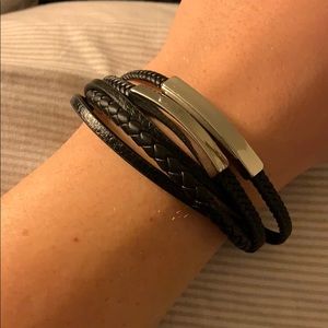 Stainless Steel Leather Bracelet